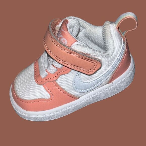 2021 NWOB Baby Nike Court Borough Low Recraft "White/Peach Foam" Sneaker Size 2 - Picture 1 of 7